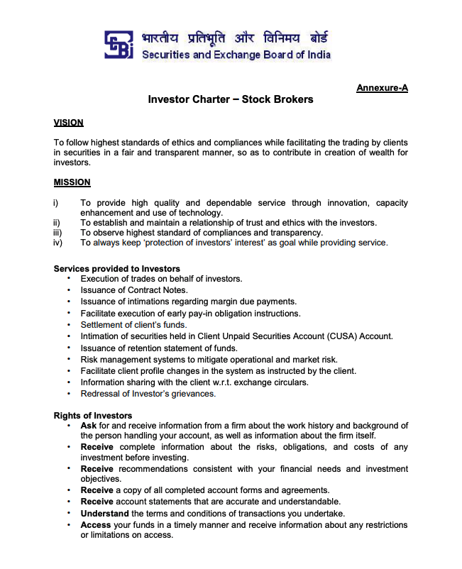 Download Investor Charter PDF Investor Charter - Stock Brokers